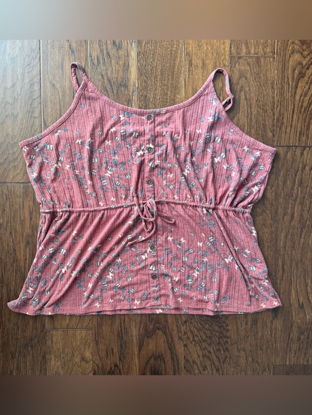 Maurices Pink Butterfly Button Down Front Tank Top Size 4X